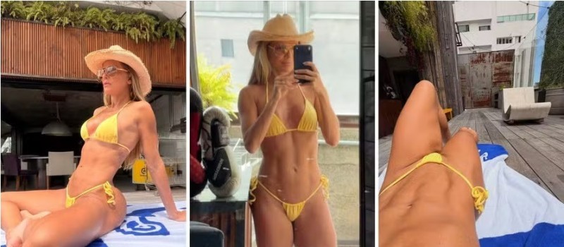 De biqu�ni, Deborah Secco abre �lbum do fim de semana: 'Domingo de Sol'