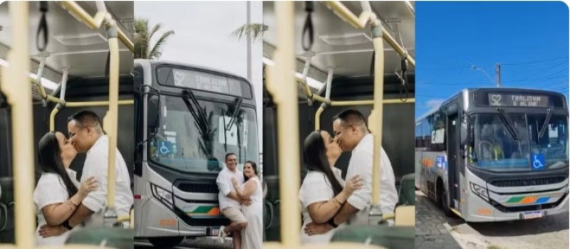 Noiva chega de �nibus a casamento e hist�ria viraliza nas redes sociais