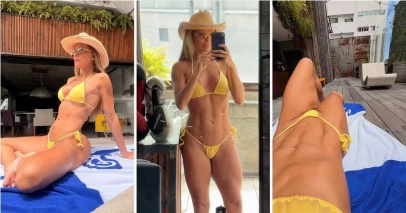 De biqu�ni, Deborah Secco abre �lbum do fim de semana: 'Domingo de Sol'