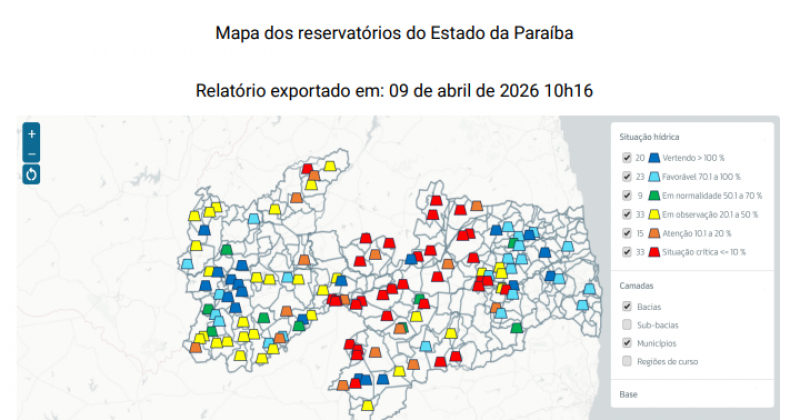 Fortes chuvas retiram 20 a�udes da Para�ba de situa��o cr�tica, aponta Aesa