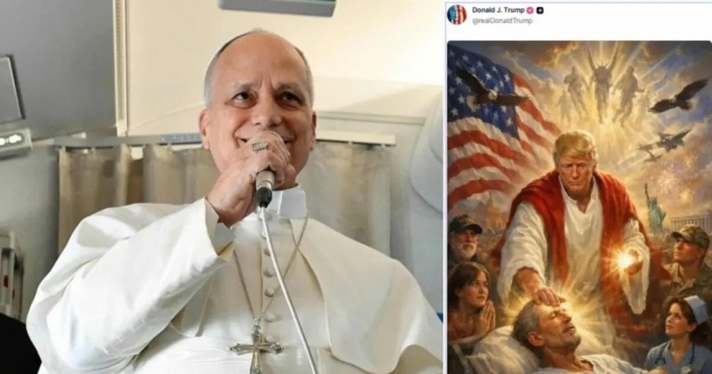 Trump apaga montagem de IA em que ele aparecia como Jesus ap�s cr�ticas ao Papa