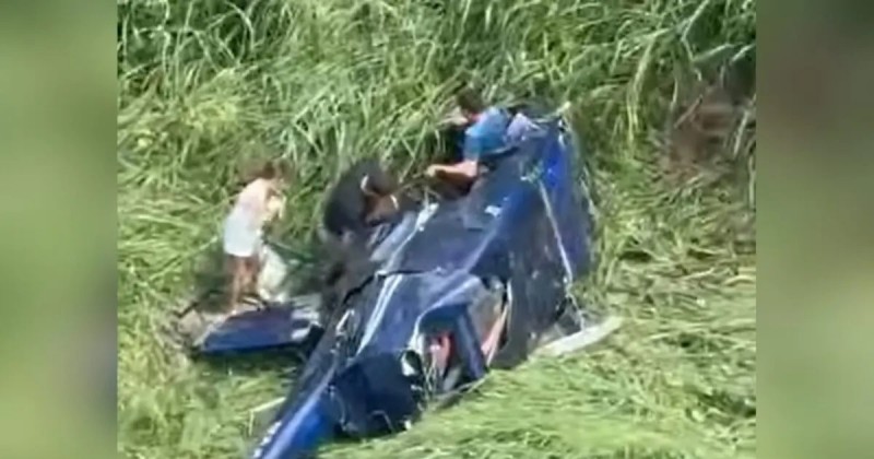 Queda de helic�ptero em Campina Grande: piloto � preso ap�s ser identificada falta de habilita��o