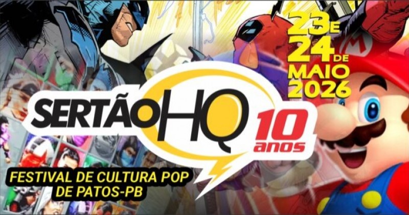 Patos se movimenta neste fim de semana com o Sert�o HQ 2026, com muita cultura pop e quadrinhos 