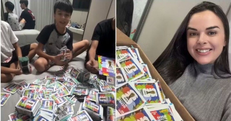 M�e compra 14 mil figurinhas da Copa para filho completar �lbum, e v�deo bomba
