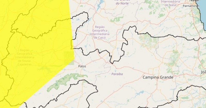 Inmet emite alerta para baixa umidade do ar em Patos e mais de 82 cidades do Serto 