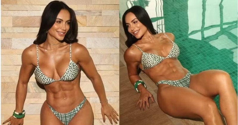 Aline Mineiro ostenta abdmen trincado em dia de piscina; fotos