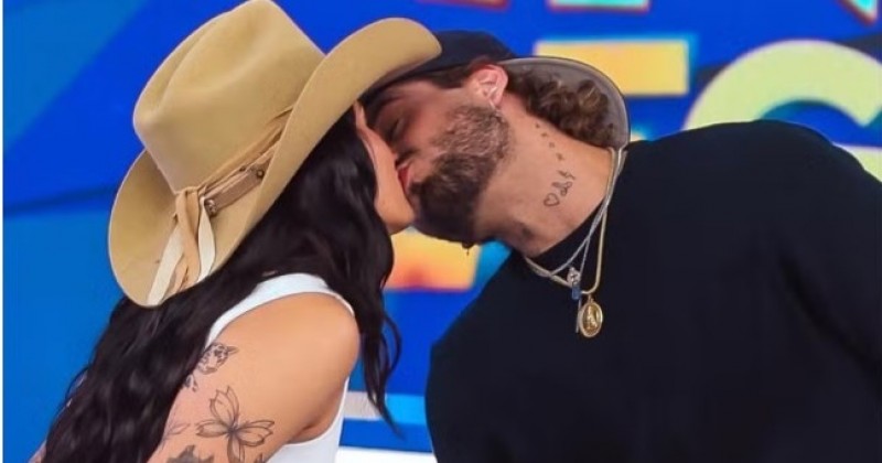 Primeiro beijo pblico de Ana Castela e Z Felipe repercute na web e fs vo  loucura