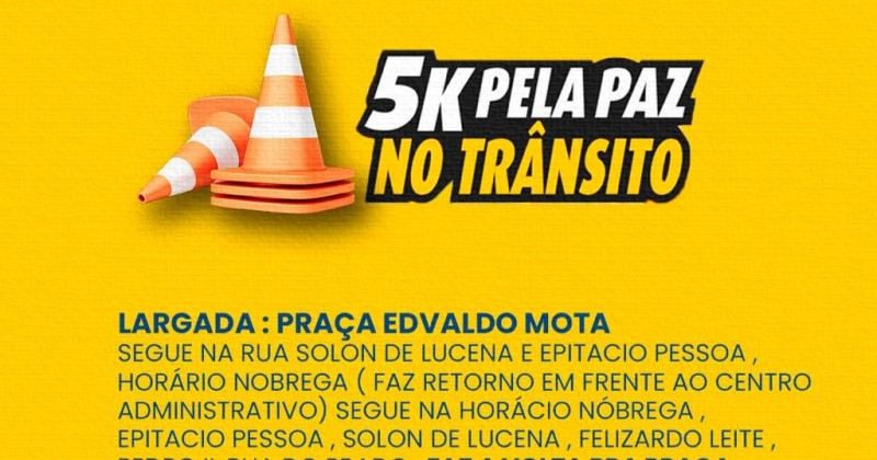 1 Corrida pela Paz no Trnsito acontece neste domingo, 26 de outubro, em Patos