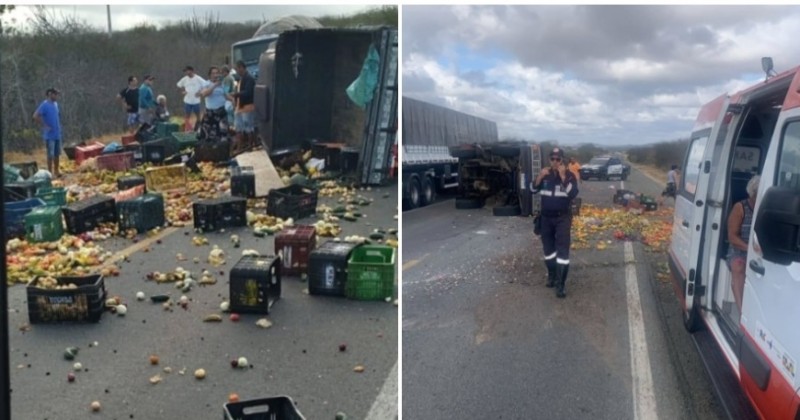 Trs pessoas ficam feridas aps tombamento de caminhonete na BR-230 em Soledade