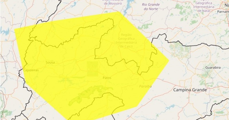Inmet emite alerta de baixa umidade para Patos e mais 124 cidades da Para�ba