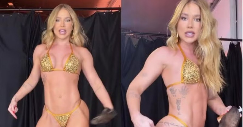 Virginia mostra diferen�a de bronzeamento entre as pernas j� em clima de Carnaval;