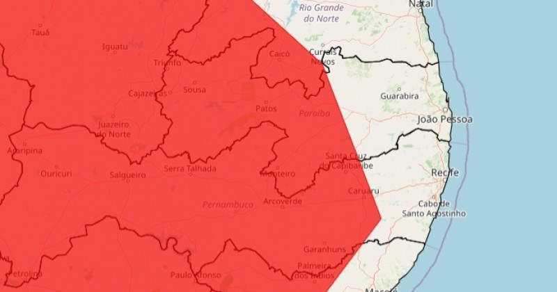 Para�ba deve registrar chuva forte em todo territ�rio at� sexta-feira (06) com ventos de at� 100km/h