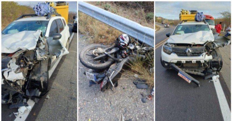 Homem morre em colis�o envolvendo carro e moto na Serra de Santa Luzia
