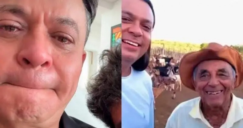 Frank Aguiar chora ap�s n�o chegar a tempo de sepultamento do pai