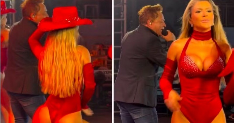 Bailarinas de Leonardo roubam a cena com figurino sexy e dividem opini�es