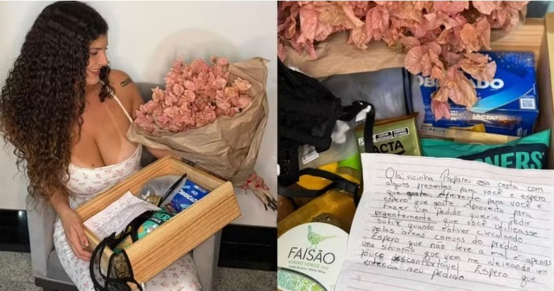 Vizinha envia cesta com suti� e faz pedido inusitado a moradora