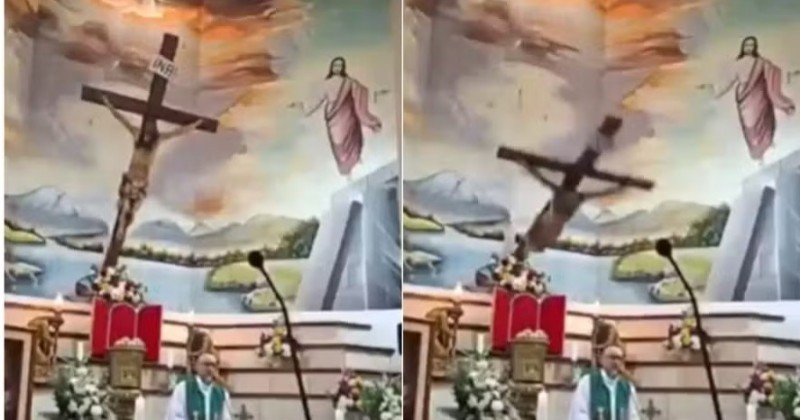 Padre morre ap�s cruz de madeira cair sobre ele durante missa transmitida ao vivo no Equador