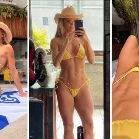 De biqu�ni, Deborah Secco abre �lbum do fim de semana: 'Domingo de Sol'