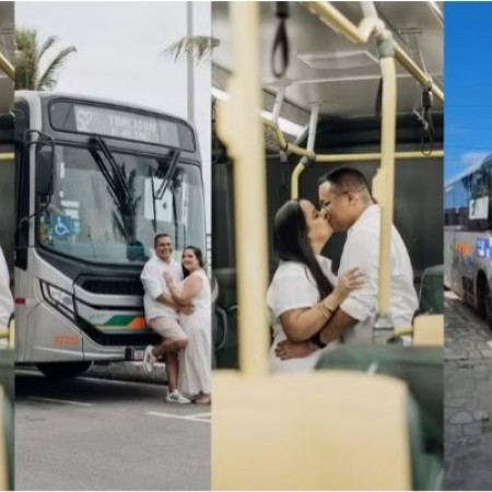 Noiva chega de �nibus a casamento e hist�ria viraliza nas redes sociais
