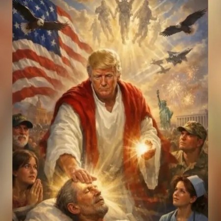 L�deres evang�licos chamam de 'blasf�mia' postagem de Trump retratado como Jesus