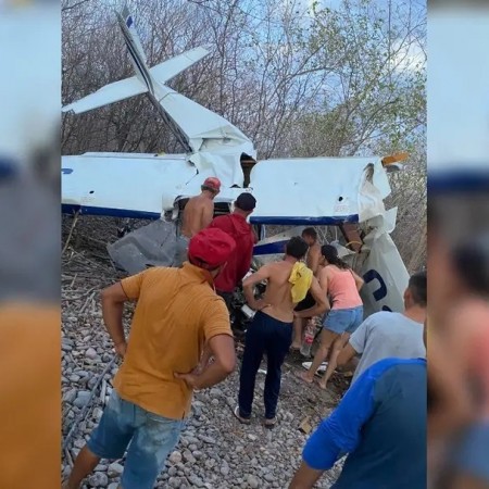 Avio de pequeno porte cai na zona rural de Pau dos Ferros e dois ficam feridas