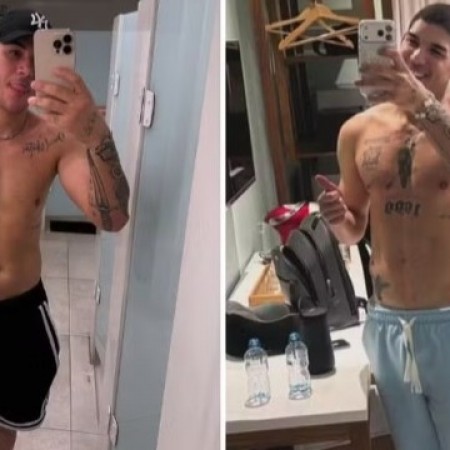 Z� Vaqueiro posa sem camisa e mostra mudan�as no corpo; veja 'antes e depois'