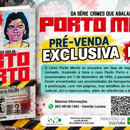 Iniciada a pr�-venda do livro 'Porto Morto', a ser lan�ado por Dami�o Lucena, em Patos