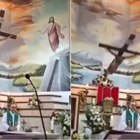 Padre morre ap�s cruz de madeira cair sobre ele durante missa transmitida ao vivo no Equador