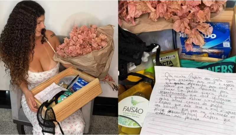 Vizinha envia cesta com suti� e faz pedido inusitado a moradora