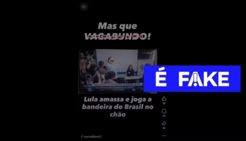 � #FAKE que Lula jogou bandeira do Brasil no ch�o ap�s votar