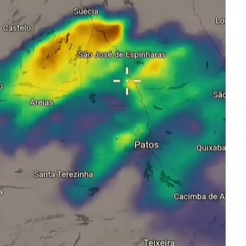 Imagens de sat�lite mostram momento do deslocamento para Patos das nuvens que causaram chuva, vento e destrui��o 